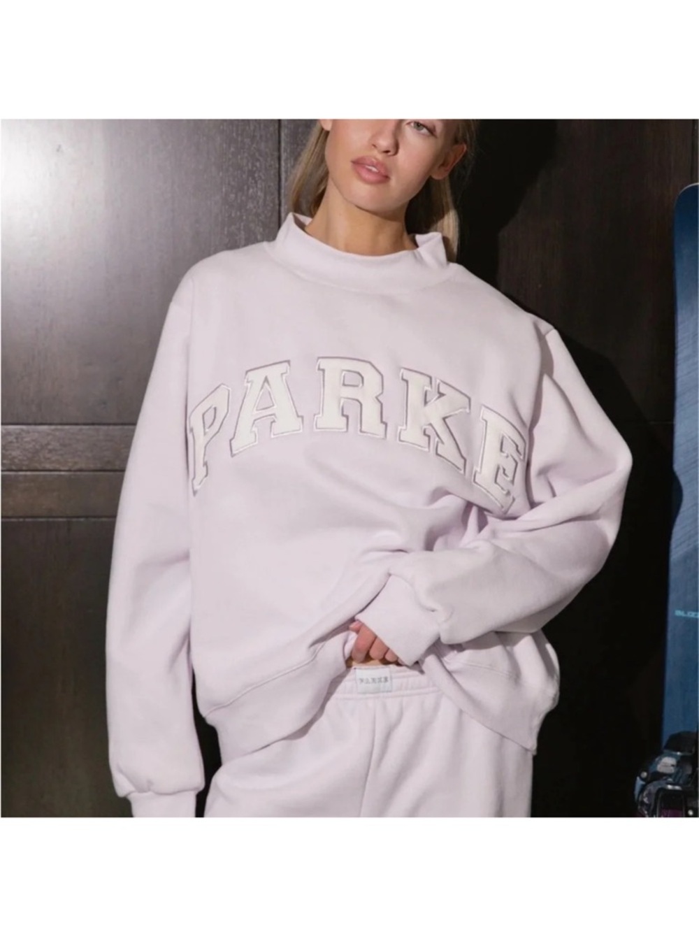 Parke Lavender Varsity Mockneck Sweatshirt